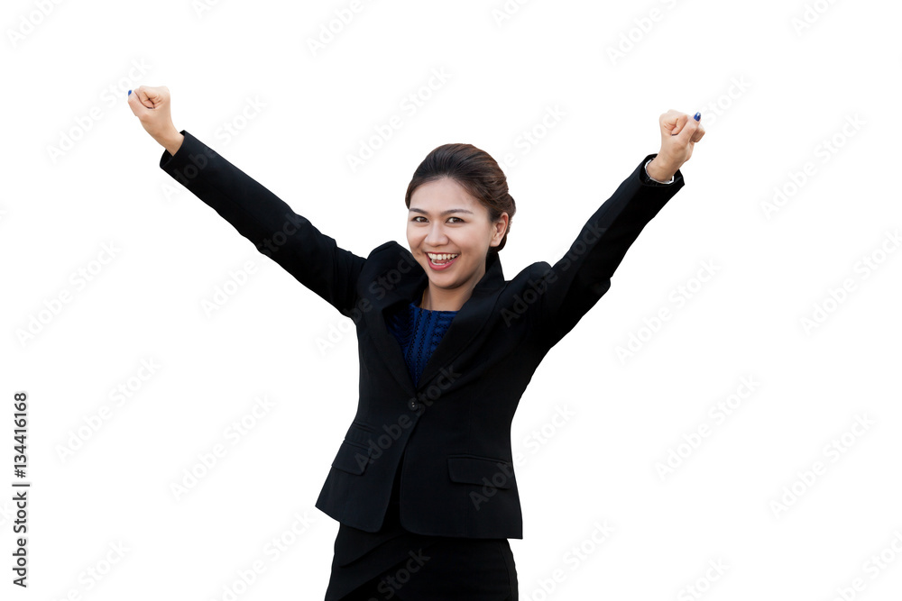 Business woman is stance celebrate in isolated background Business woman is stance celebrate in isolated background