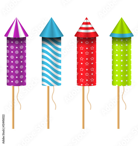 Celebration Rockets Isolated on White Background