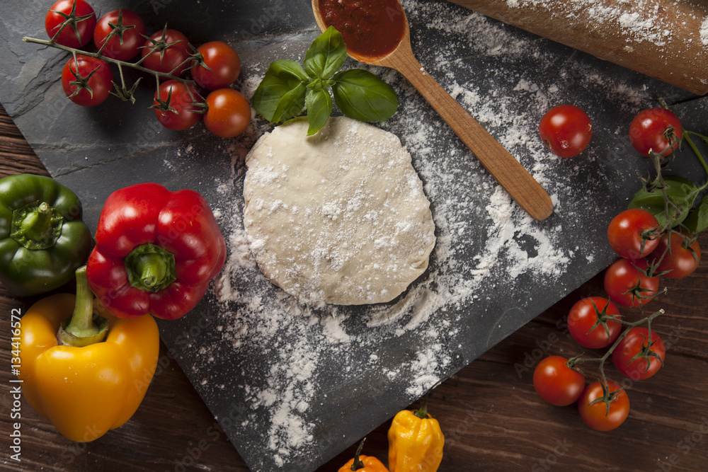Homemade italian pizza preparation Homemade italian pizza preparation