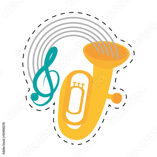 tuba wind brass music instrument dotted line vector illustration eps 10