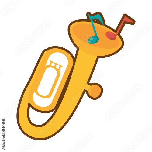 cartoon tuba wind brass music instrument vector illustration eps 10
