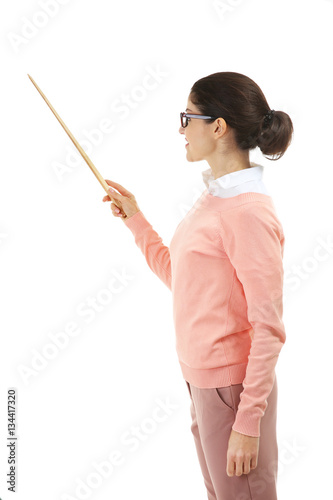 Young teacher with pointer ...