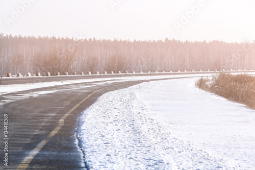 View of winter road on sunny day © Africa Studio