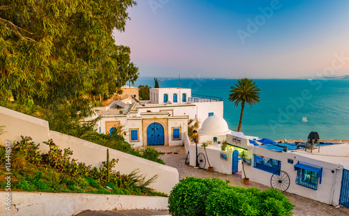 Obraz na płótnie Sidi Bou Said, famouse village with traditional tunisian architecture