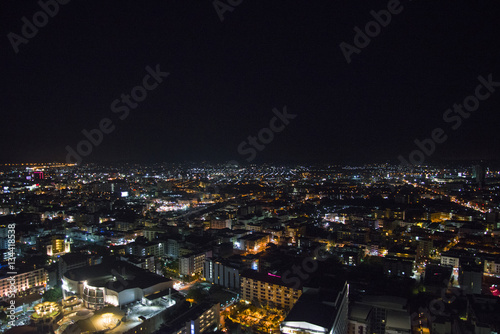 Night of Pattaya city from the height of bird flight.