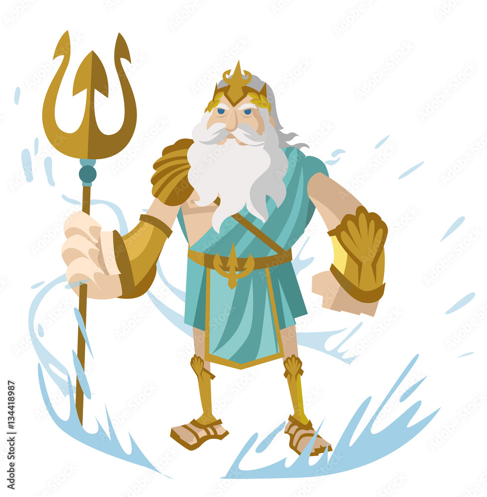 poseidon neptune greek roman god of the sea with trident Stock Vector ...