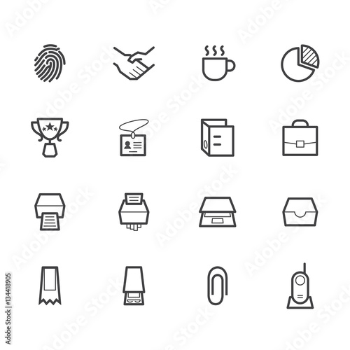 Office black icon set on white background.