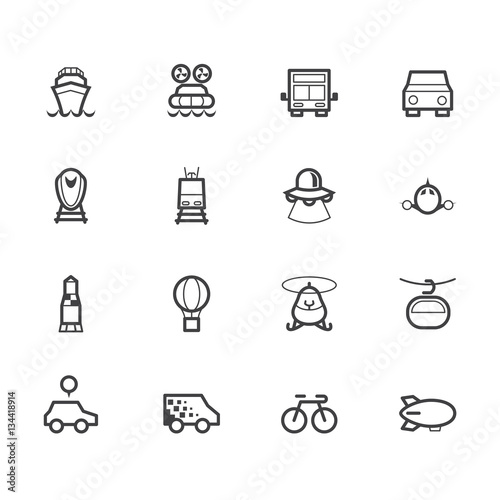 Vehicle black icon set on white background.