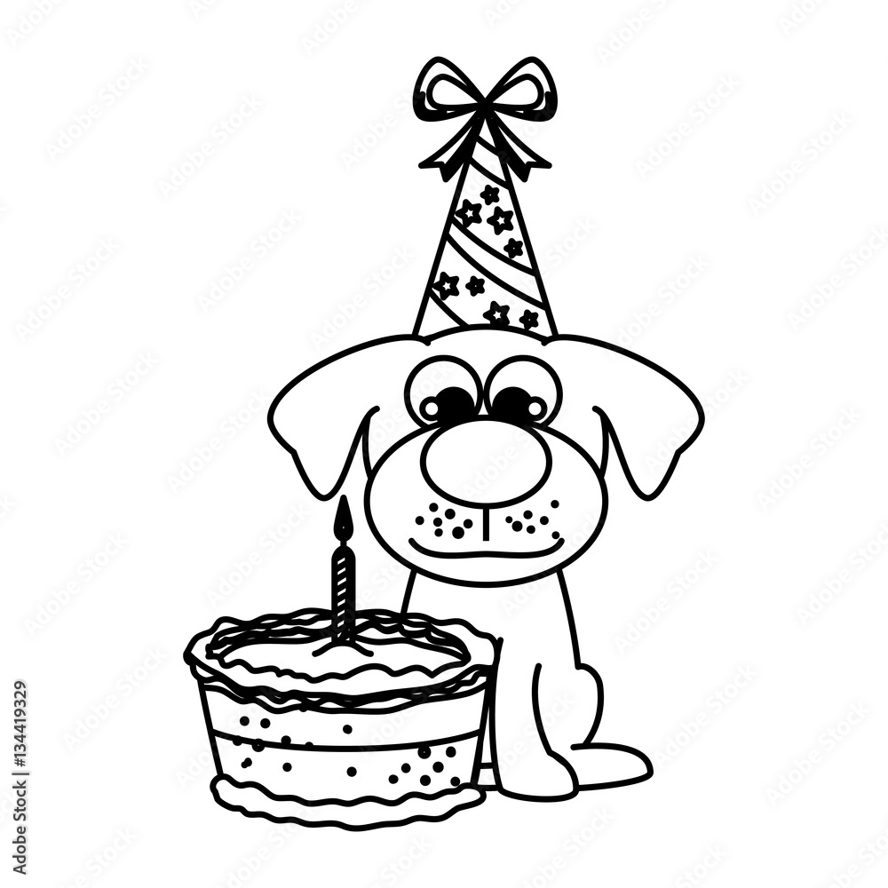 cute dog with cake vector illustration design vector de Stock Adobe Stock