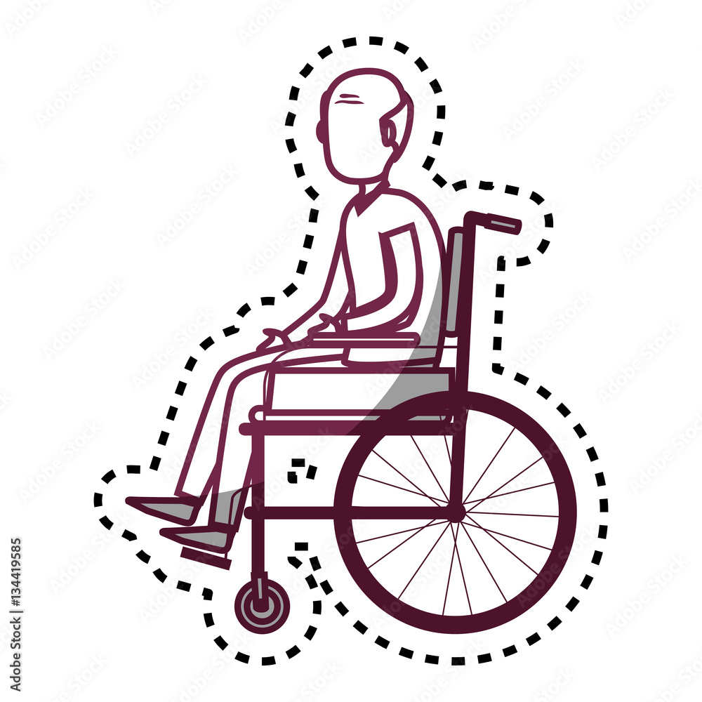 person disabled in wheelchair vector illustration design