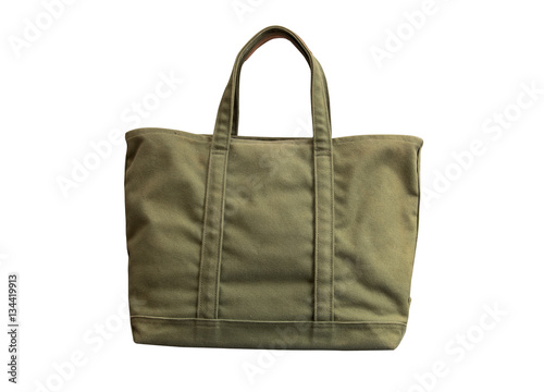 canvas texture tote bag isolated white background