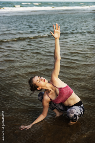 Yoga Exercise Stretching Meditation Concentration Summer Concept