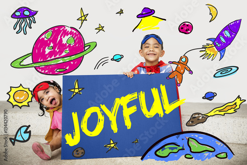 Kids Imagination Space Rocket Joyful Graphic Concept photo