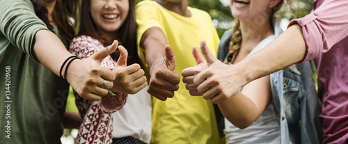 Bild auf Leinwand Diverse Group Young People Thumb Up Concept
