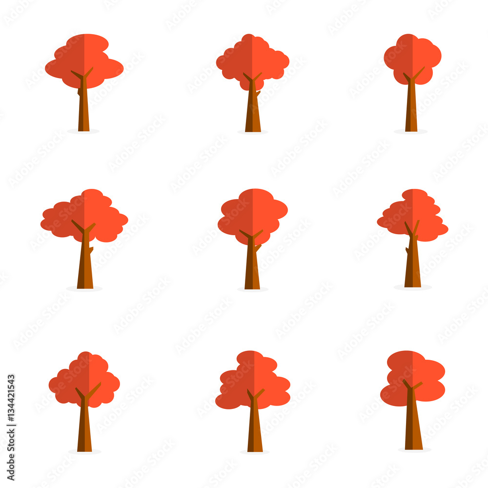 Illustration Of Red Tree Various Stock Vektorgrafik Adobe Stock