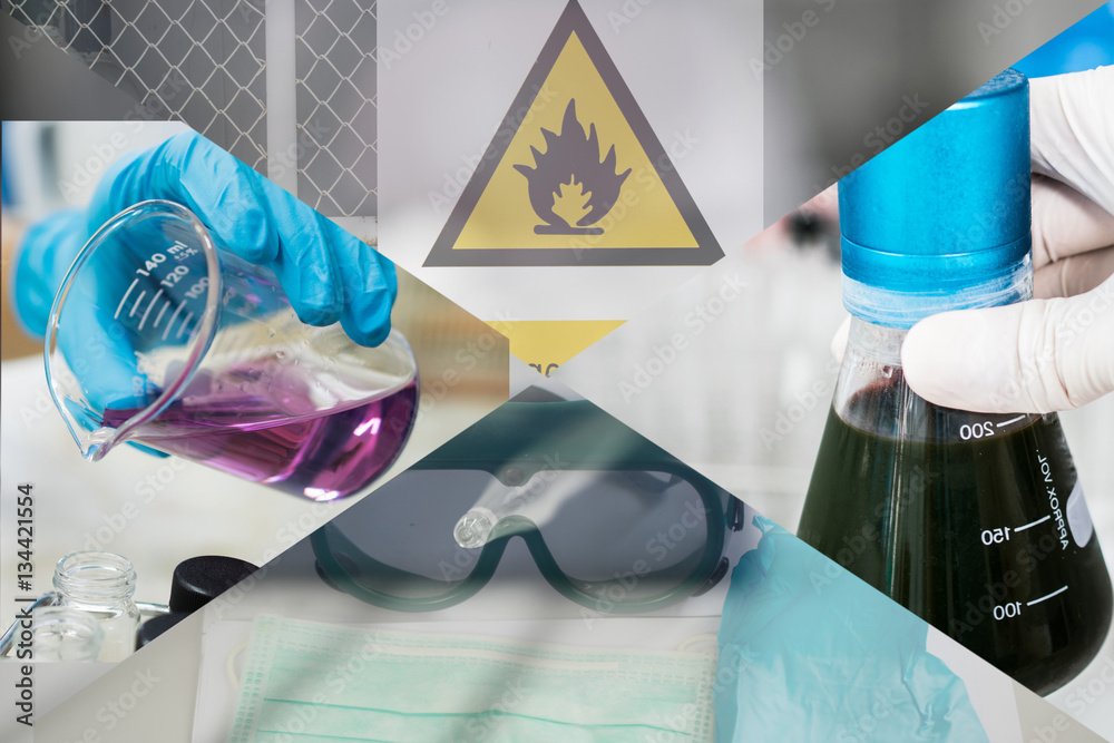 Laboratory Glass Conical Erlenmeyer Flasks Filled With Liquid Ch Stock ...