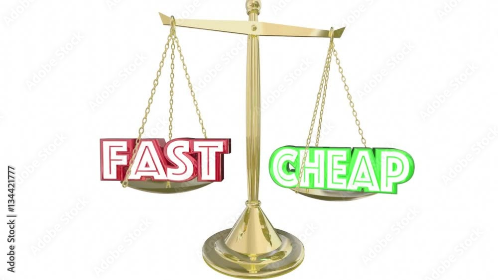 Fast Vs Cheap Words Scale Balance Best Service 3d Animation Fast Vs Cheap Words Scale Balance Best Service 3d Animation
