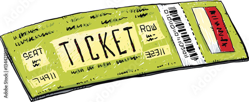 A cartoon ticket for an event.