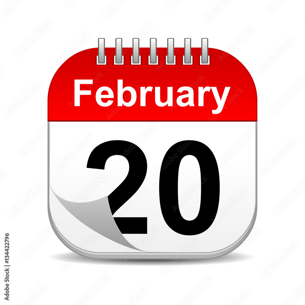 February 20 on calendar icon February 20 on calendar icon