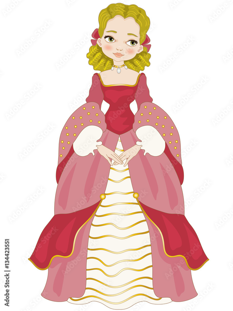 Beautiful Princess on White Background Stock Vector | Adobe Stock