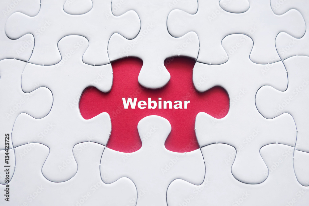 Missing puzzle with Webinar word Missing puzzle with Webinar word