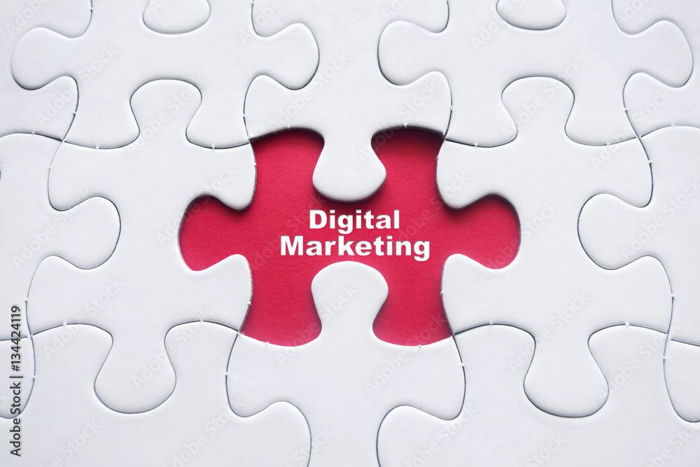 Missing puzzle with Digital Marketing word Missing puzzle with Digital Marketing word