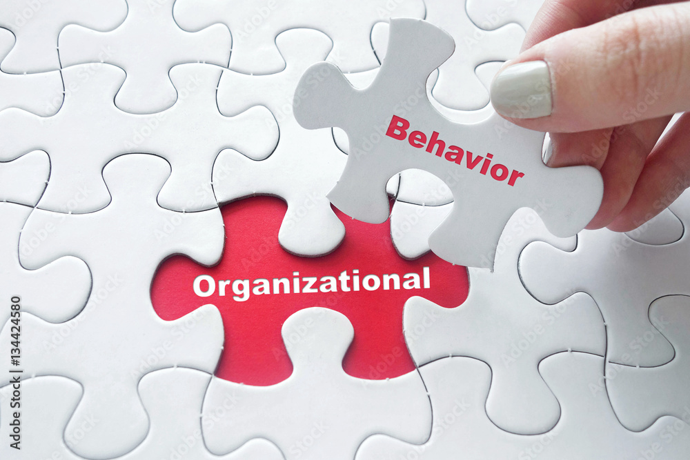Organizational Behavious on jigsaw puzzle - obrazy, fototapety, plakaty 