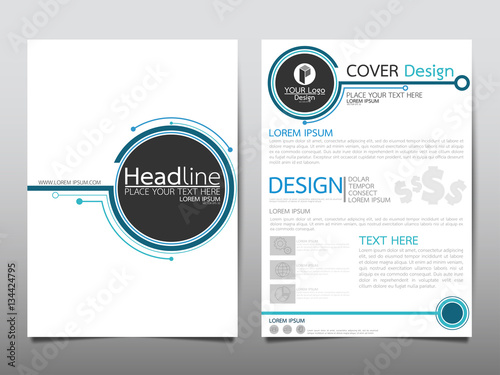 Blue circle technology flyer cover business brochure vector design, Leaflet advertising abstract background, Modern poster magazine layout template, Annual report for presentation.