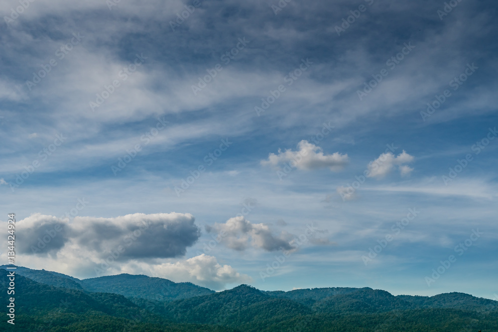 Mountain with white cloud on Blue sky Mountain with white cloud on Blue sky