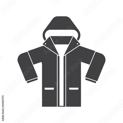 Silhouette illustration of snowboarding or skiing anorak. Sport jacket vector icon. Active lifestyle outerwear in outline design.