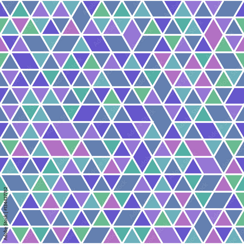 Geometric vector pattern with colored triangles. Geometric modern ornament. Seamless abstract background