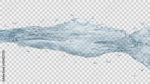 Transparent water jet in light blue colors. Transparency only in vector file