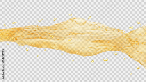 Transparent water jet in yellow colors. Transparency only in vector file