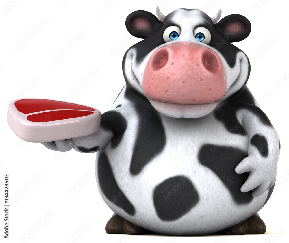 Naklejka premium Fun cow - 3D Illustration