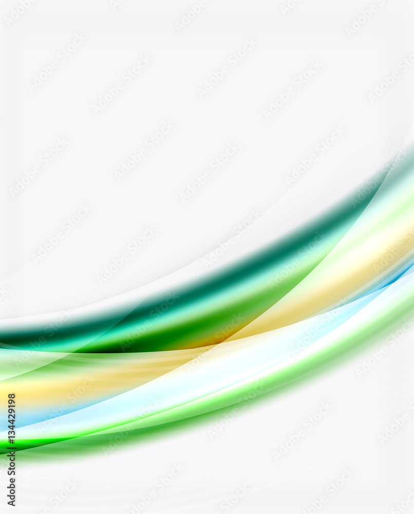 Smooth colorful line on white. Wave abstract background