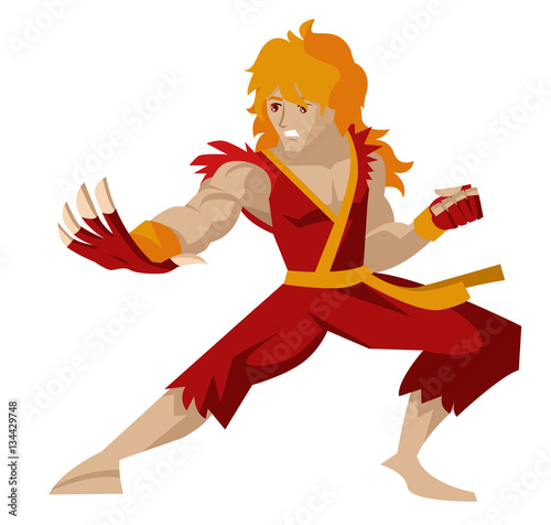 powerful red uniform martial artist