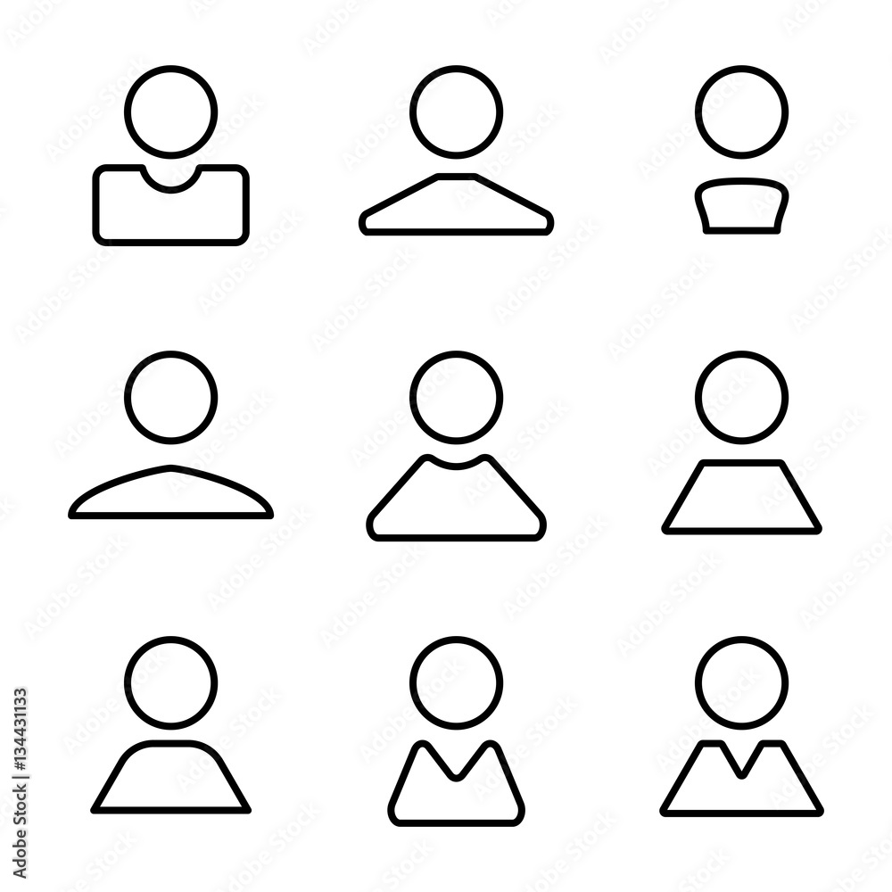 abstract avatar human user flat full line icons set abstract avatar human user flat full line icons set