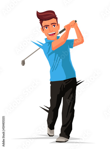 Golfer with a stick. Sports
