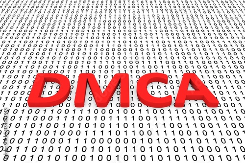 dmca in the form of binary code, 3D illustration photo