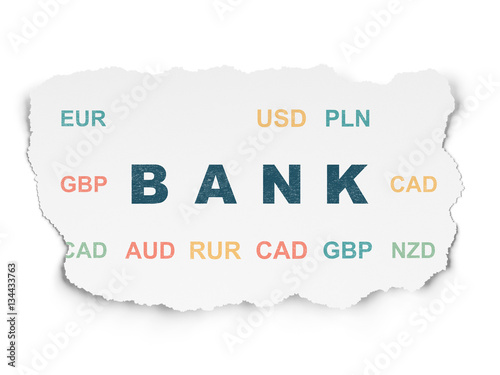 Currency concept: Bank on Torn Paper background