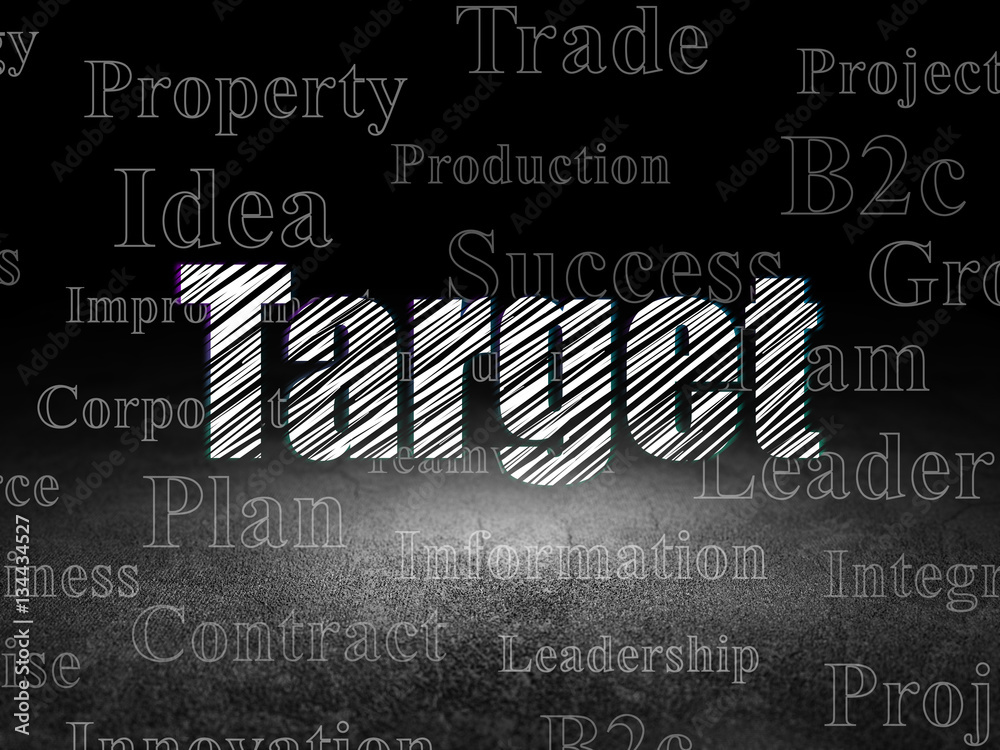 Fototapeta premium Finance concept: Target in grunge dark room