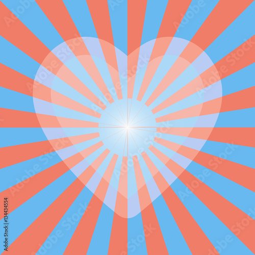 light blur heart on sunburst background vector Illustration EPS10