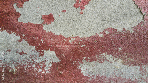 Cracked concrete vintage wall background, grunge red background © leaw197340