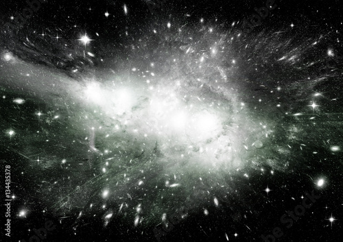 Stars, dust and gas nebula in a far galaxy