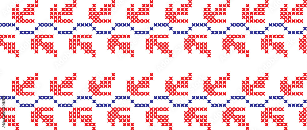 Embroidered cross-national pattern Embroidered cross-national pattern