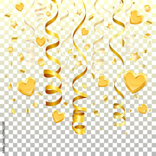 Gold Streamer on transparent background