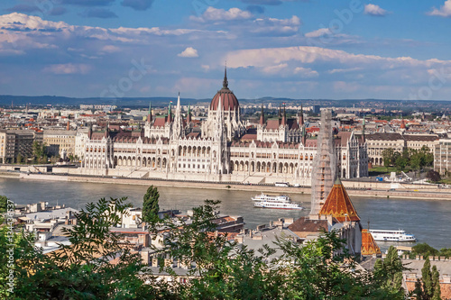 Budapest panoramic view from the Castle district of Buda. Hungary