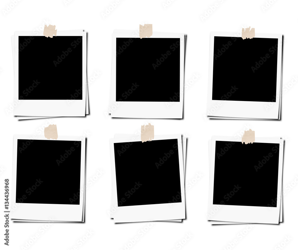 Set of polaroid photo films frame with tape, isolated on white backgrounds  Stock Photo | Adobe Stock