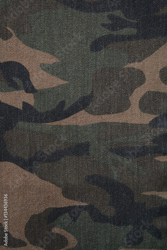 Camouflage brown and green denim military textile background vertical