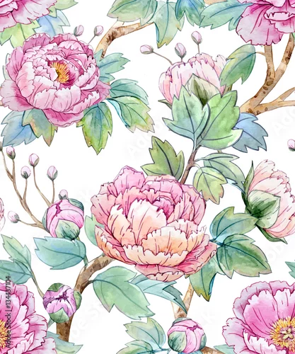 Tapety Akwarela kwiatowy wzór chiński